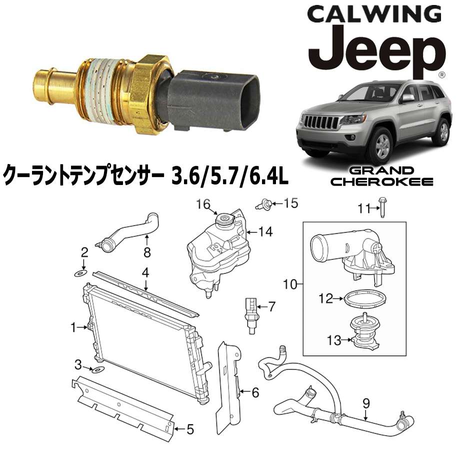 11-13y グランドチェロキー 3.6/5.7/6.4L | クーラントテンプセンサー MOPAR純正