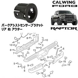 17y- F150 ラプター | パークアシストセンサーブラケット リア右 アウター カーボンブラック モータークラフト純正