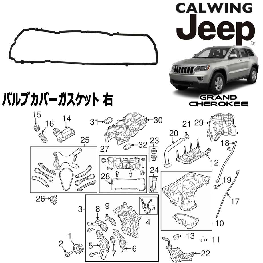 11-13y グランドチェロキー | バルブカバーガスケット 右 MOPAR純正