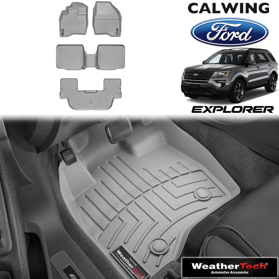 17-19y エクスプローラー 2ndバケット 2ndセンターコンソール有り車 | フロアマット フロアライナー グレー ウェザーテック
