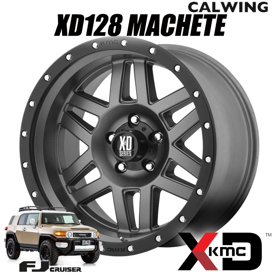 FJクルーザー | ホイール XD128 MACHETE マットグレーブラックリング 17X8.0J+20 6X139.7 1本 KMC