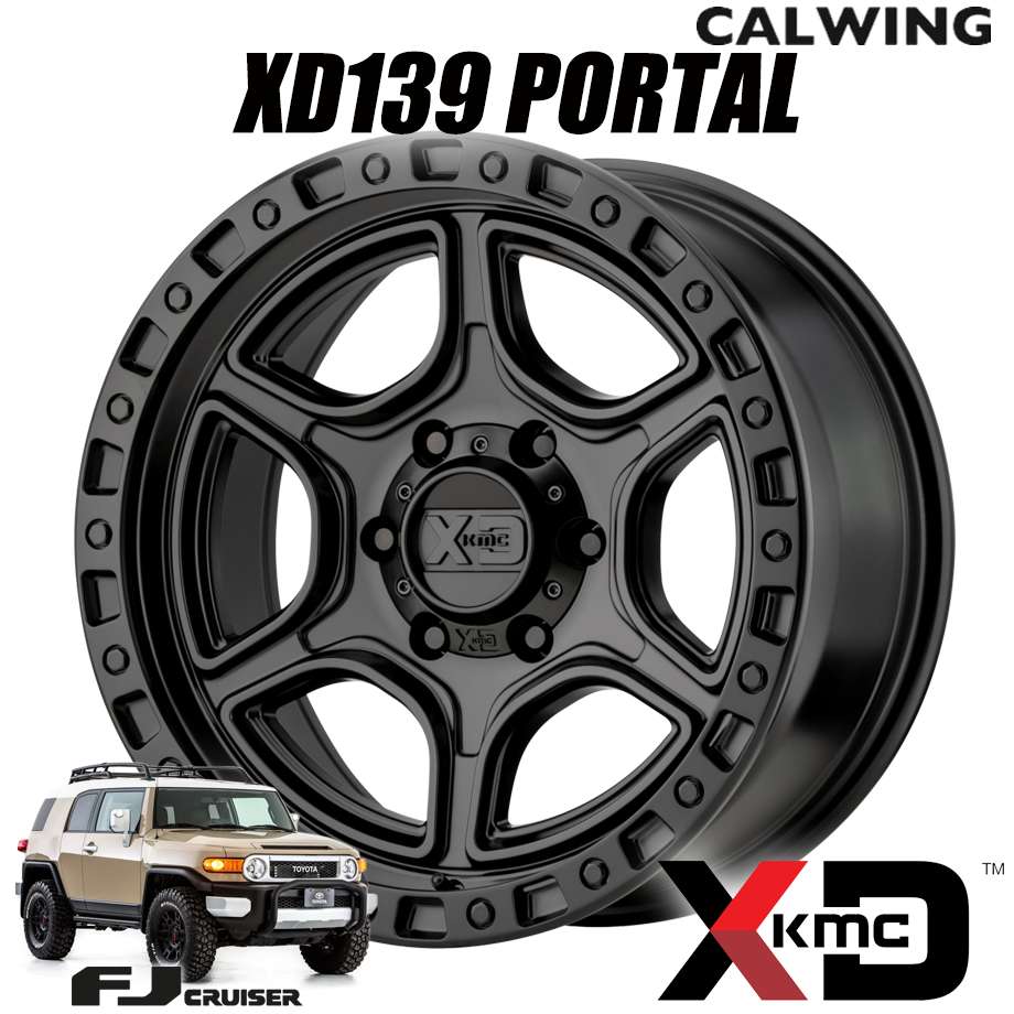 FJクルーザー | ホイール XD139 PORTAL サテンブラック 17x8.5J+18 6x139.7 1本 KMC