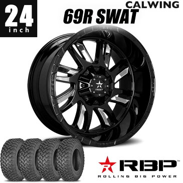 07-18y JK / 18-21y JL ラングラー | ホイール RBP 69R SWAT 24インチ 14J ブラック クロームインサート MUDタイヤ4本セット