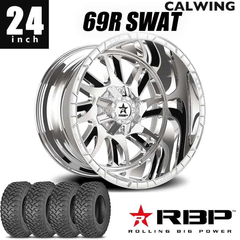 07-18y JK / 18-21y JL ラングラー | ホイール RBP 69R SWAT 24インチ 14J クローム ブラックインサート MUDタイヤ4本セット