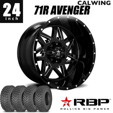 07-18y JK / 18-21y JL ラングラー | ホイール RBP 71R AVENGER 24インチ 14J グロスブラック CNCグルーブ MUDタイヤ4本セット