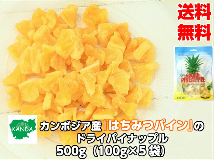 名称ドライパイナップル内容量500g（100g×5袋）賞味期限2023年5月1日保存方法直射日光、湿度の高い所を避け、常温で保存してください。輸入者有限会社神田興産 沖縄県沖縄市美里仲原町24番1号【送料無料】『はちみつパイン』の ドライパイナップル カンボジア産 500g(100g×5袋) ドライパイン パイン ジューシー ドライフルーツ ヨーグルト 小分け おすすめ シリアル トッピング カンボジア ビタミン 健康 半生 お菓子作り ＜送料無料＞ドライパイナップル カンボジア産 500g(100g×5袋) ドライパイン パイン ジューシー ドライフルーツ ヨーグルト トッピング カンボジア ビタミン 健康 半生 8 関連商品はこちら【送料無料】『はちみつパイン』の ドラ...1,000円【送料無料】『はちみつパイン』の ドラ...1,980円【送料無料】『はちみつパイン』の ドラ...2,380円ドライマンゴー ドライ マンゴー ドライ...1,000円ドライマンゴー ドライ マンゴー ドライ...1,980円