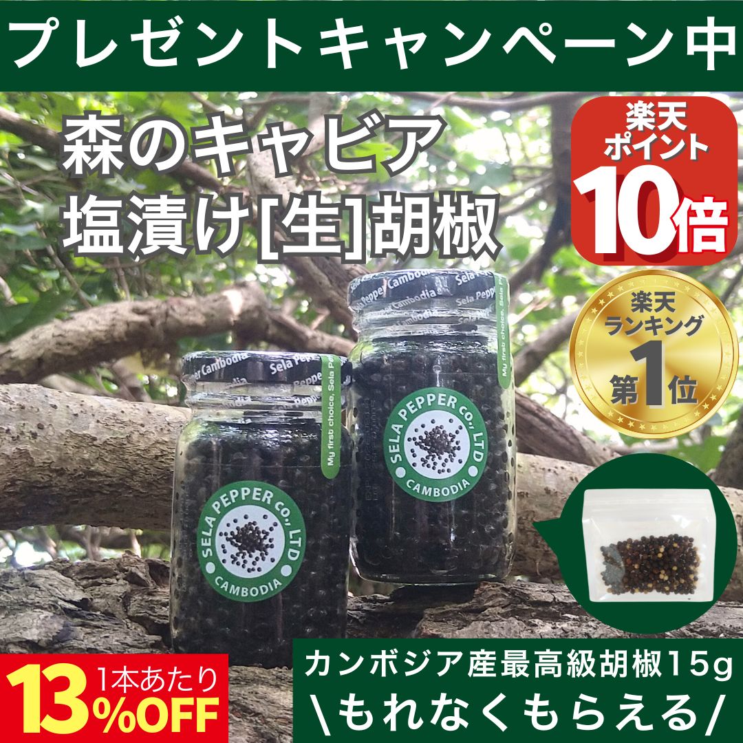 【限定P10倍!!8/4 20時〜8/11 8:59迄】 カンボジア 生コショウ 塩漬け こしょう コショウ 胡椒 71g×2 ブラックペッパー 生こしょう 生胡椒 粒胡椒 つぶ胡椒 黒こしょう 最高級品 スパイス ハーブ 香辛料 黒胡椒 カンボジア産 セラペッパー sela pepper