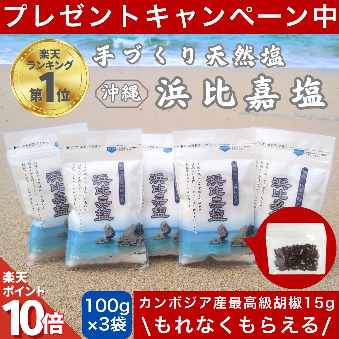 【全品P10倍!!限定2/11 9時迄】 TVで紹介 浜比嘉塩 500g (100g×5袋) 沖縄 