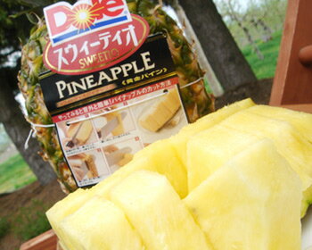 日本人の味覚に合わせ開発された、別名「黄金パイン」♪果肉がとってもやわらかくて、ジューシー☆【スウィーティオ　パイナップル】 酸味が少なく、とっても甘いパイナップルです♪※発送は火・金曜日限定[※TK]
