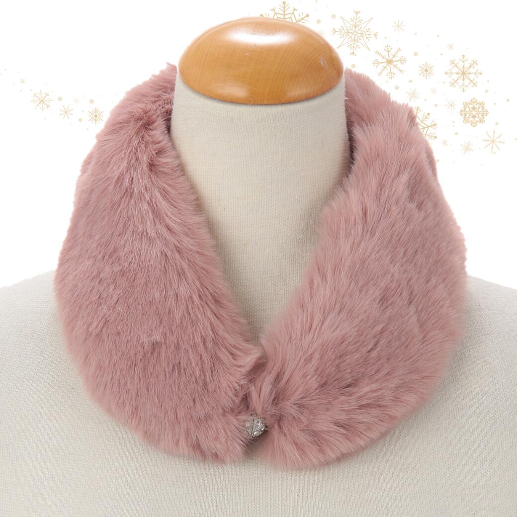 プチマフラー ティペット レディース ダークピンク 付け襟 マグネット着脱 エコファー 女性 おしゃれ かわいい ギフト プレゼント 女性 人気 ギフトラッピング対応 誕生日 お礼 お返し お祝い