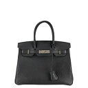【中古】HERMES エルメス バーキン30 Birkin エトゥープ ハンドバッグ ブラック 黒 トゴ シルバー金具 U刻印(4)