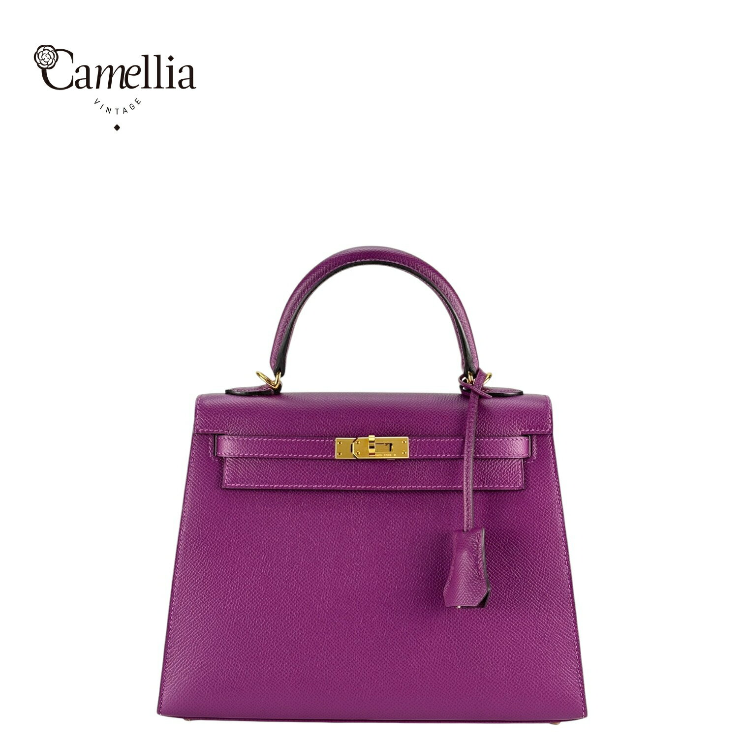 【中古】 HERMES エルメス ケリー25 Kellyハンドバッグ 2way ショルダーバッグ ヴォーエプソン P9 Anemoneアネモネ ゴールド金具 D刻印のサムネイル