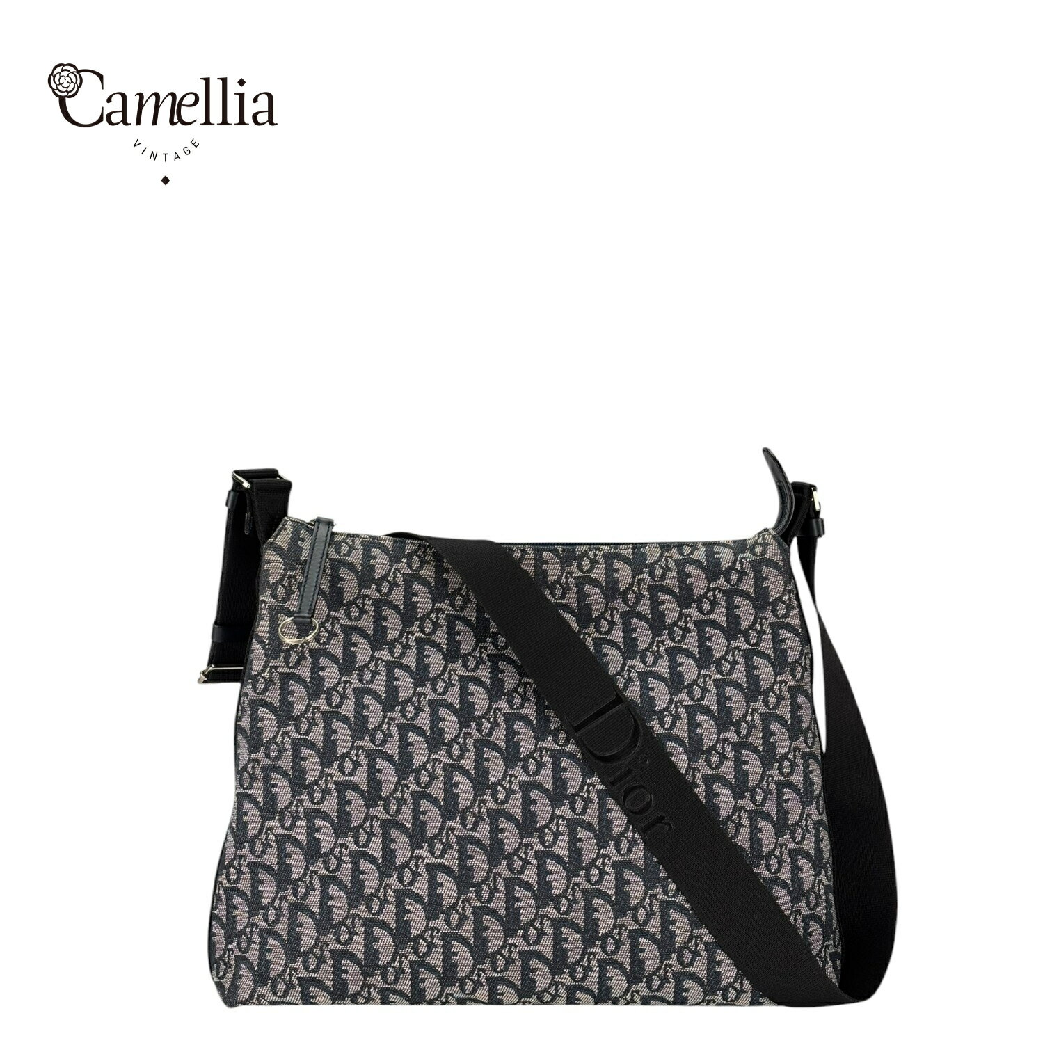 【中古】 Christian Dior クリスチャンディオール オブリーク ブルー ショルダーバッグ シルバー金具