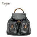 【中古】 GUCCI グッチ バンブー リュックサック バックパック レザー ブラック 黒003.2058.0016 ゴールド金具