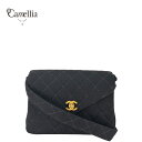 【中古】 CHANEL シャネル キルティング ジャージー ショルダーバッグ ブラック