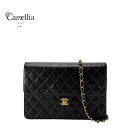 【中古】 CHANEL シャネル マトラッセ クラシックチェーンウォレット25 ハーフフラップ ターンロック チェーンショルダーバッグ ブラック ゴールド金具2003-2004年