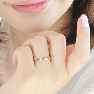 k18YG ルビー ダイヤモンド ミル打ち エタニティ リング指輪 ゴールド イエローゴールド ハーフエタニティ ルビー リング 一文字 ミル ダイヤリング ダイヤモンドリング ダイアリング ダイアモンドリング 7月誕生石 送料無料【品質保証書】【刻印無料】