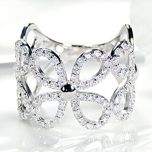Rakuten - Pt900【0.77ct】ダイヤモンド フラワー リング【無色透明】【H-SIクラス】【品質保証書付】【送料無料】【刻印無料】指輪 花 ダイヤモンドリング ダイヤリング ダイアリング ダイアモンドリング プラチナ フラワーモチーフ オープンフラワーシリーズ