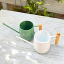 【送料無料】ジョウロ じょうろ おしゃれ かわいい 上呂 屋外 如雨露 ミニ 1リットル 水やり 水さし アンティーク 水差し 北欧 小さい 庭 シャワー 先端 ガーデニング ガーデン用品 園芸用品ミニジョーロ1L 木製ハンドル グリーン ホワイト Peak Garden