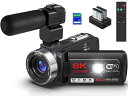 ビデオカメラ 8K YouTubeカメラ 6400万画素 WIFI機能 3インチタッチモニター 外付けマイク18倍デジタルズーム IRナイトビジョン機能 vloggingカメラ 2.4Gリモコン 予備バッテリー 32GBのSDカード付属