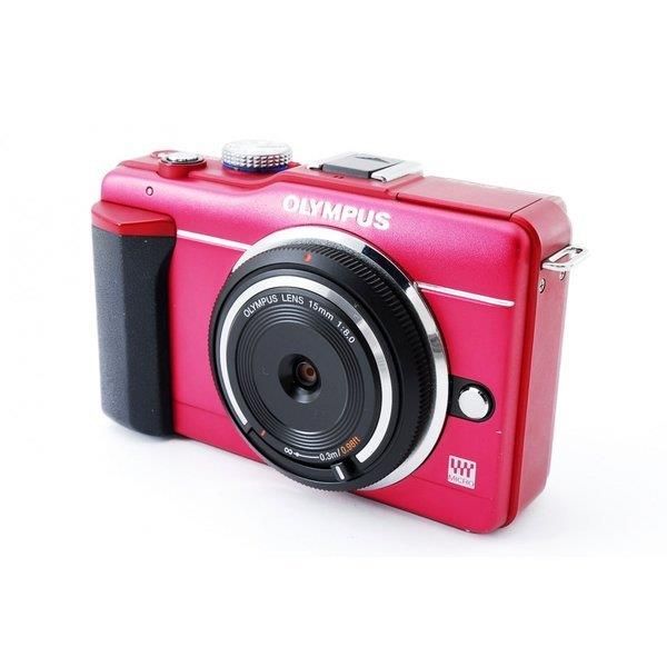 【中古】オリンパス OLYMPUS E-PL1s レンズセット レッド 美品 小型軽量 付