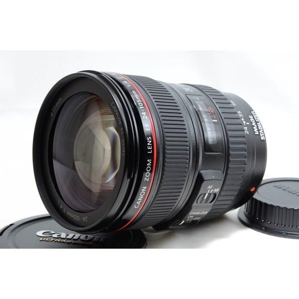 【6/4~6/11限定 最大4,000円OFF 6/5, 6/10限定で最大P3倍】【中古】キヤノン Canon EF 24-105mm f/4 L IS USM 美品 標準ズームレンズ 望遠 前後キャップ付き