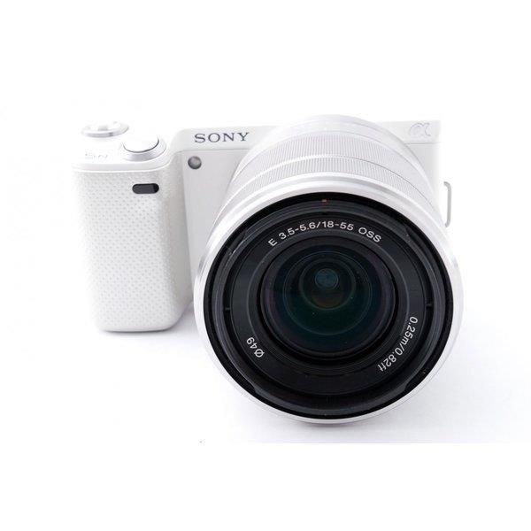 【中古】ソニー SONY NEX-5 N ホワイト レンズキット 美品 本物の一眼クオリティー 外付けフラッシュSDカード付き