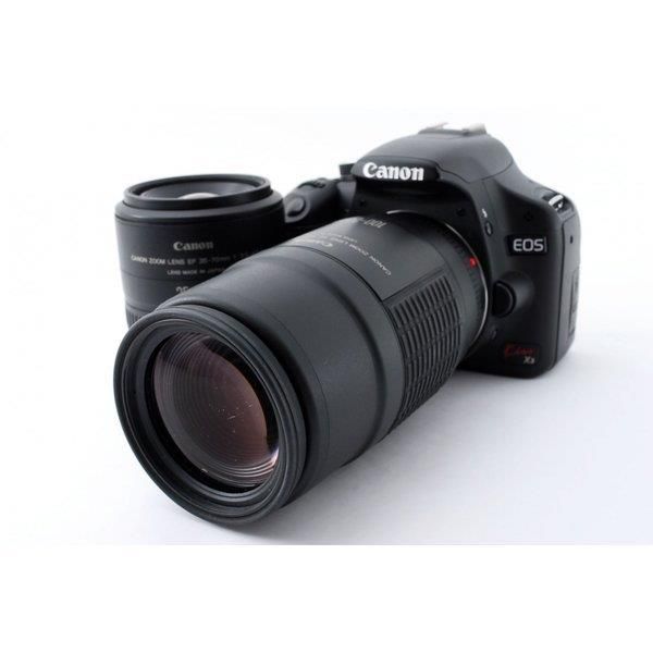 【中古】キヤノン Canon EOS Kiss X3 標準&望遠ダブルレンズセット ブラック 美品 SDカード付き