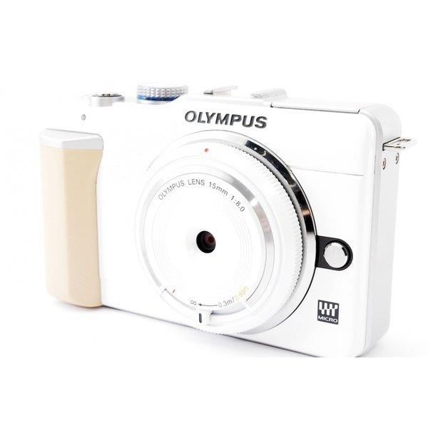 【中古】オリンパス OLYMPUS E-PL1 ホワイト レンズセット 美品 SDカードストラップ付
