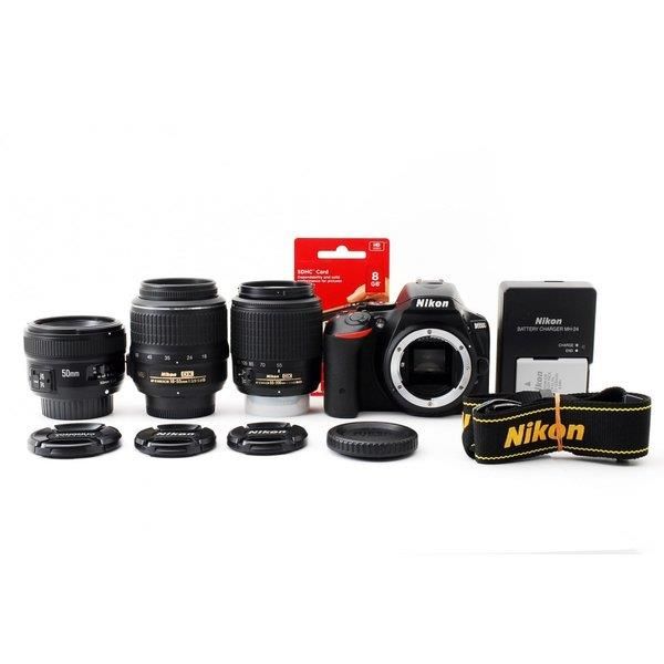 【中古】ニコン Nikon D5500 トリプルズームセット 美品 SDカードストラップ付き