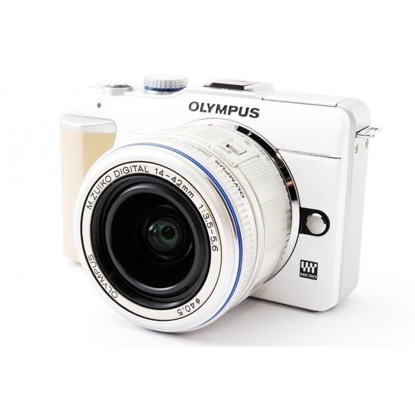 【中古】オリンパス OLYMPUS E-PL1 ホワイト レンズセット 美品 SDカード付