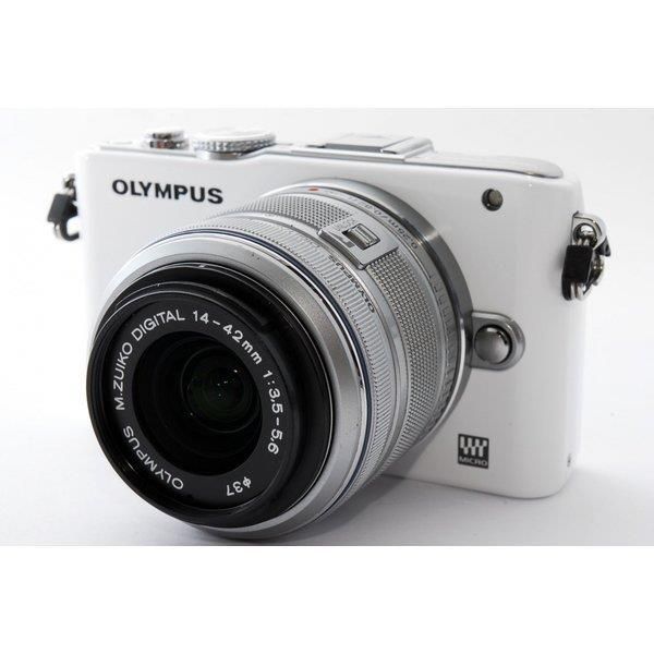 【中古】オリンパス OLYMPUS E-PL3 ホワイト レンズセット 美品 SDカード付