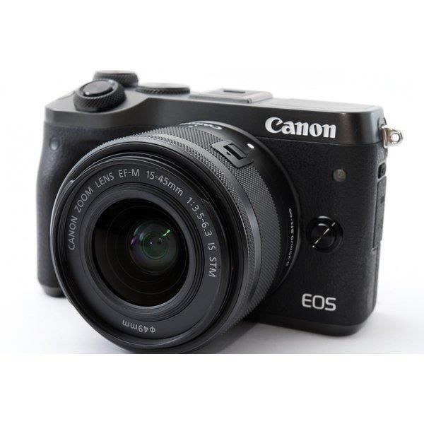 【中古】キヤノン Canon EOS M6 レンズキット ブラック 美品 SDカード付き付