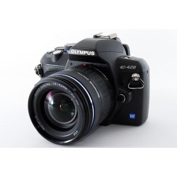 【中古】オリンパス OLYMPUS E-420 レンズキット ブラック 美品 ストラップ付き