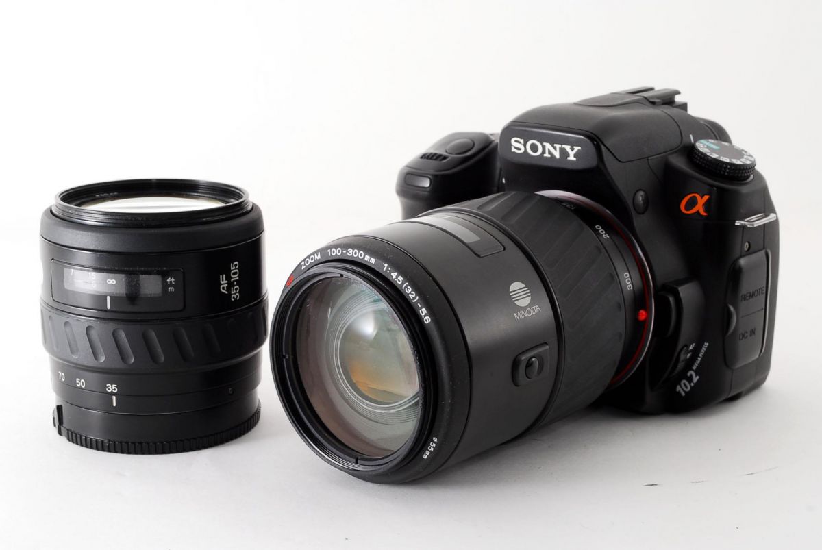 ソニー SONY α200 DSLR-A200 ブラック 超望遠ダブルズームセット 美品 初心者に最適一眼レフセット ストラップ付き