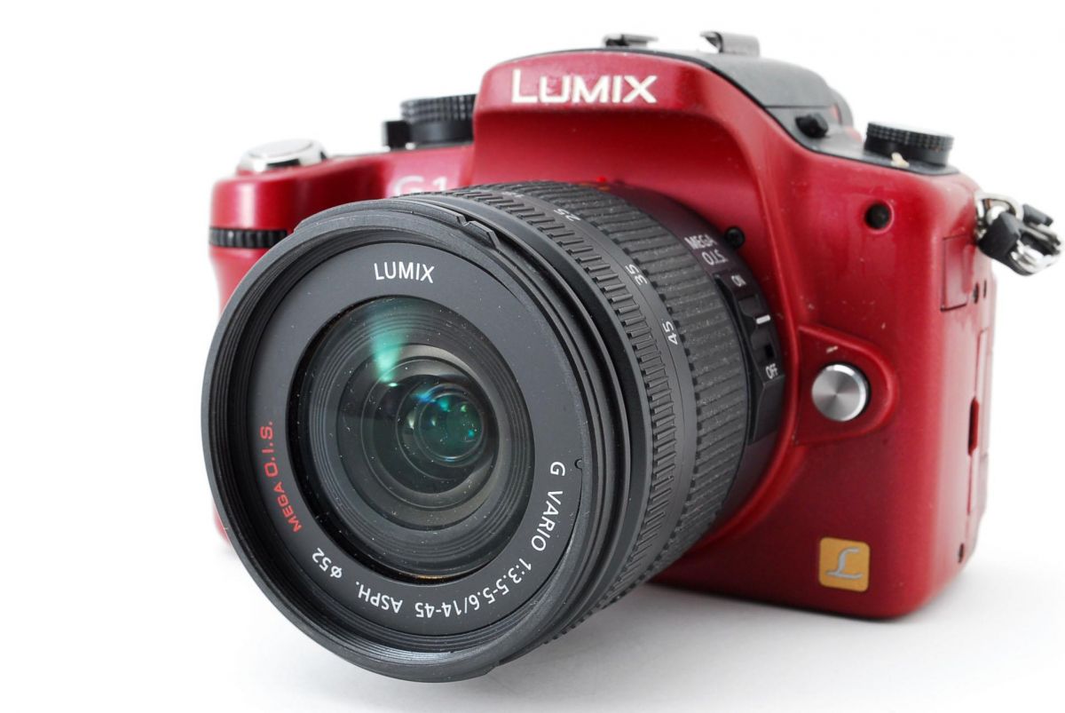 【6/1限定!全品P3倍】【中古】パナソニック Panasonic Lumix DMC-G1 レッド レンズキット 訳アリ実用品 フリーアングル可動式モニタ SDカードストラップ付き