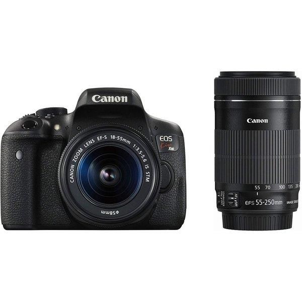 【中古】キヤノン Canon EOS Kiss X8i ダブルズームキット EF-S18-55mm/EF-S55-250mm 付属 SDカード付き