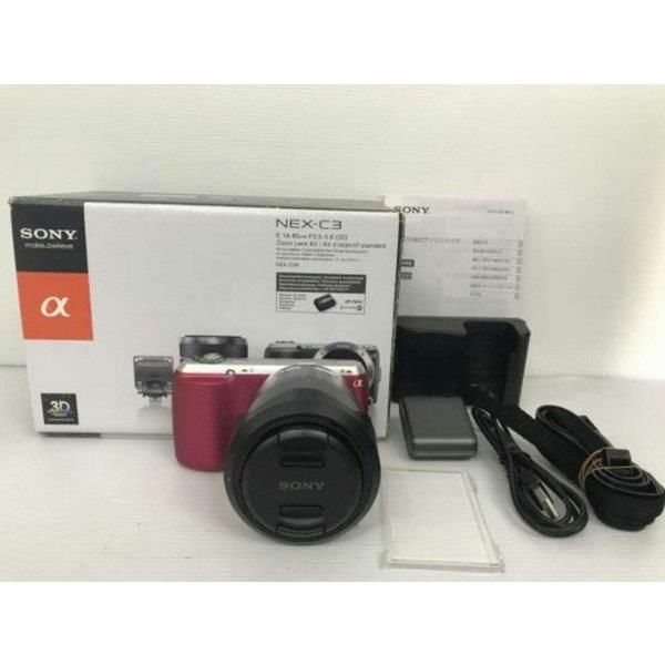 【中古】ソニー SONY α NEX-C3 ズームレンズキット ピンク SDカード付き