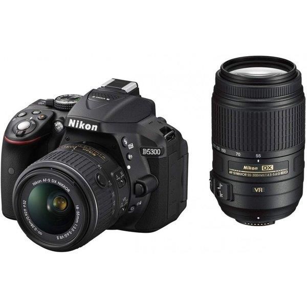 【6/4~6/11限定!最大4,000円OFF&6/5, 6/10限定で最大P3倍】【中古】ニコン Nikon D5300 ダブルズームキット ブラック SDカード付き