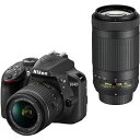 【4/24~4/27限定 最大4,000円OFF 4/25限定で最大P3倍】【中古】ニコン Nikon D3400 ダブルズームキット ブラック SDカード付き