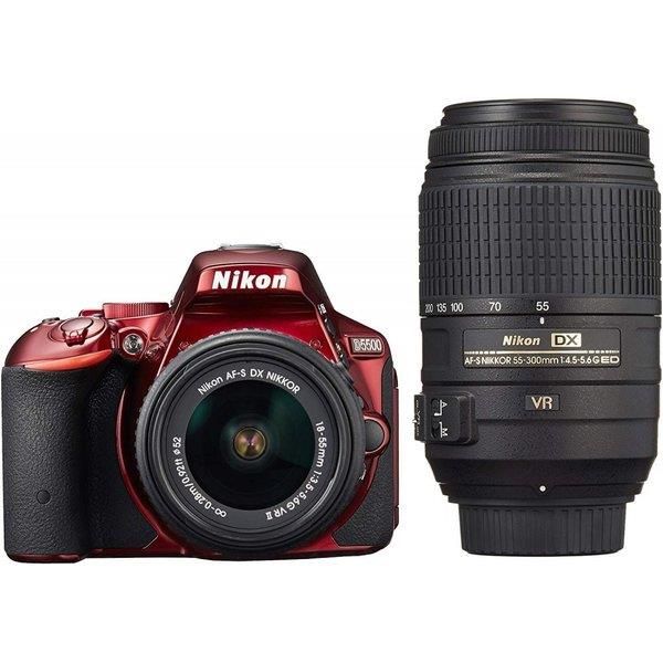 【6/1限定!全品P3倍】【中古】ニコン Nikon D5500 ダブルズームキット レッド SDカード付き