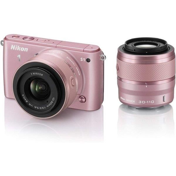 【6/1限定!全品P3倍】【中古】ニコン Nikon S1 ダブルズームキット ピンク N1S1WZPK SDカード付き