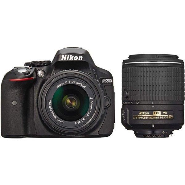 【中古】ニコン Nikon D5300 ダブルズームキット2 ブラック SDカード付き