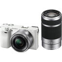 【中古】ソニー SONY ミラーレス一眼 α6000 ダブルズームレンズキット E PZ 16-50mm F3.5-5.6 OSS E 55-210mm F4.5-6.3 OSS ホワイト ILCE-6000Y W