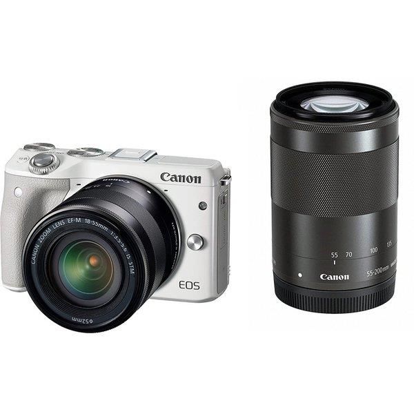 【中古】キヤノン Canon EOS M3 ダブルズームキット ホワイト EF-M18-55mm F3.5-5.6 IS STM EF-M55-200mm F4...