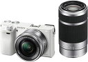 【中古】ソニー ミラーレス一眼 α6000 ダブルズームレンズキット E PZ 16-50mm F3.5-5.6 OSS + E 55-210mm F4.5-6.3 OSS ホワイト ILCE-6000Y W