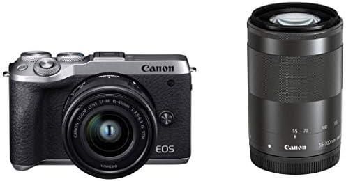 【6/1限定!全品P3倍】【中古】Canon ミラーレス一眼カメラ EOS M6 Mark II ダブルズームキット シルバー EOSM6MK2SL-WZK