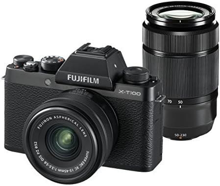 【中古】FUJIFILM ミラーレス一眼カメラ X-T100ダブルズームレンズキット ブラック X-T100WZLK-B