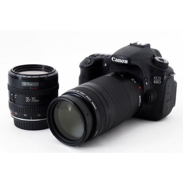 【5/23~5/27限定 最大4,000円OFF 5/25限定で最大P3倍】【中古】キヤノン Canon EOS 60D 超望遠ダブルズームセット 美品 SDカード付き