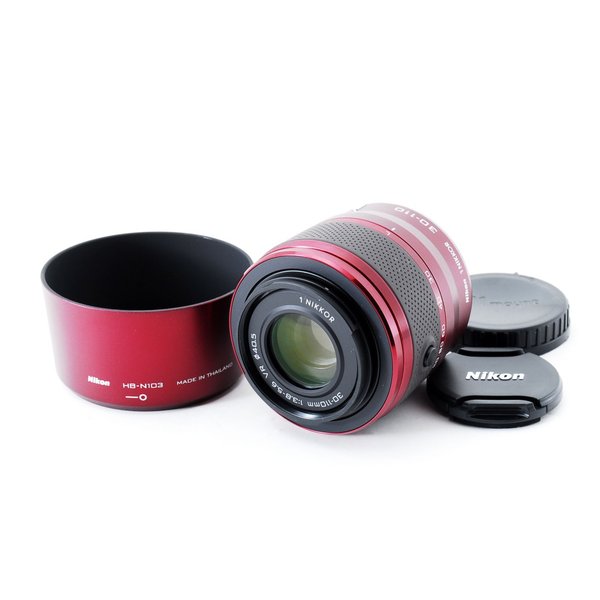 【中古】ニコン Nikon 1 NIKKOR 30-110mm f/3.8-5.6 VR レッド 美品 HB-N103 付き 望遠 ズーム